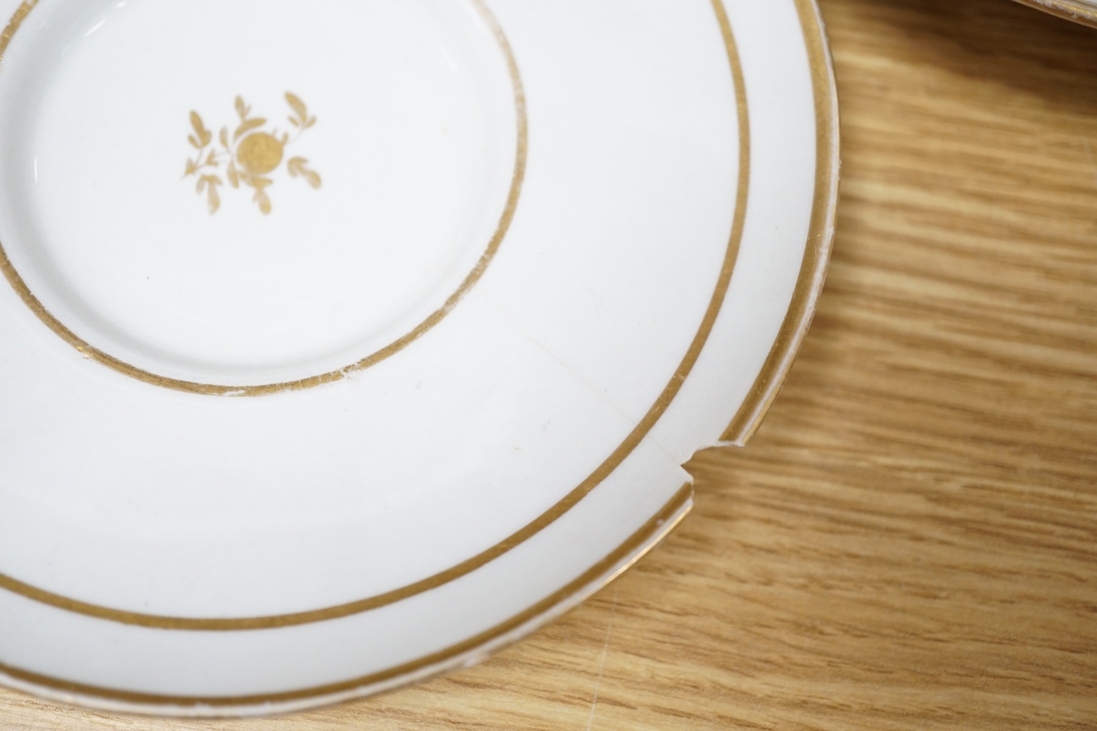 A large collection of mixed 19th century tea ware, a Staffordshire flat back, floral encrusted vase